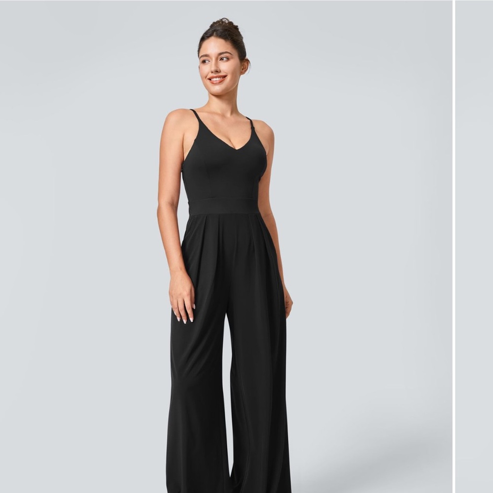 Halara Breezeful™ Backless Side Invisible Zipper Pocket Jumpsuit - Black